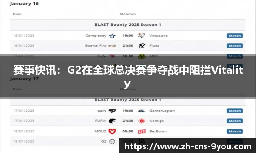 赛事快讯：G2在全球总决赛争夺战中阻拦Vitality